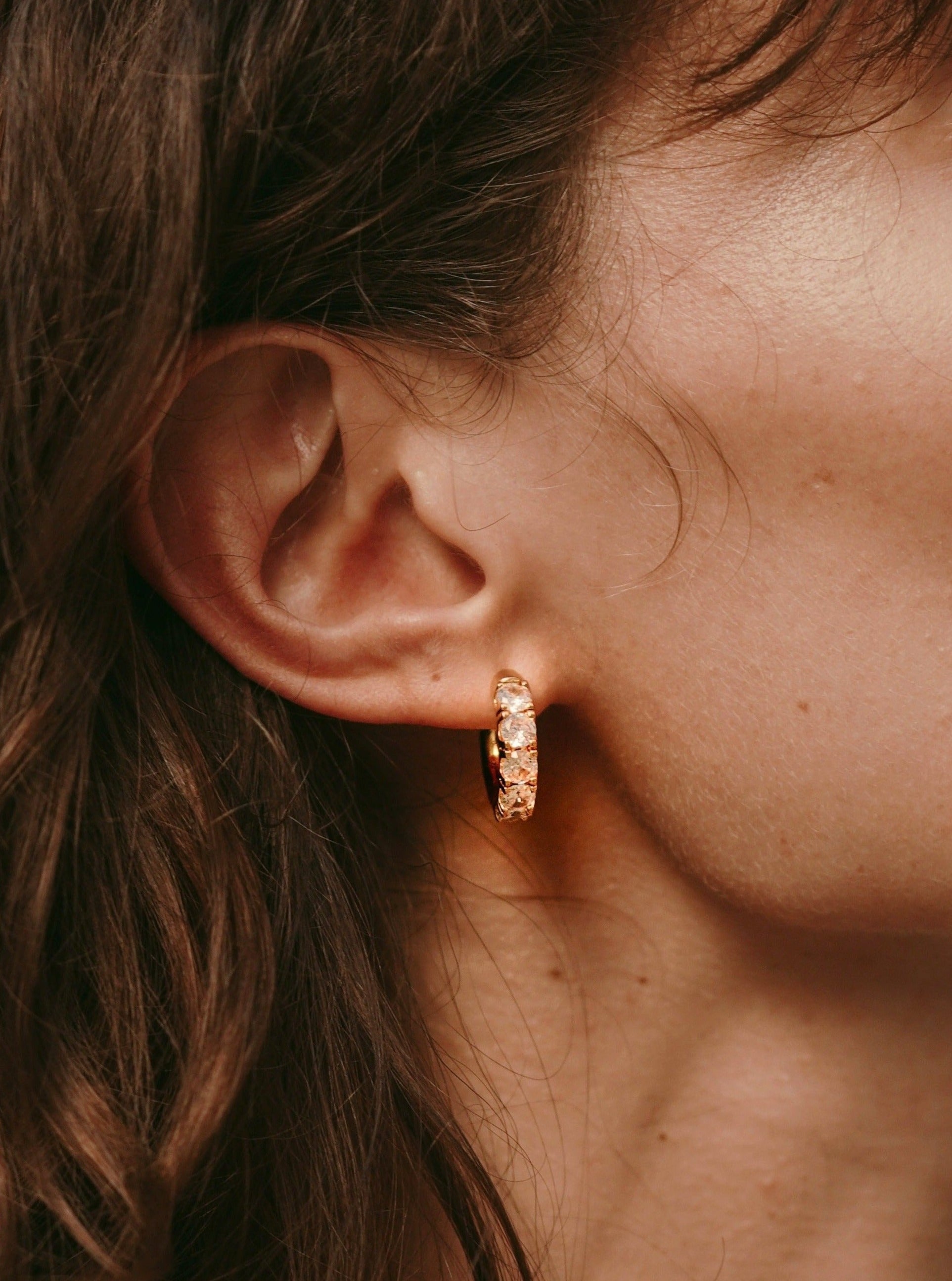 Rose Gold / White Stone long Earrings – PriVeda
